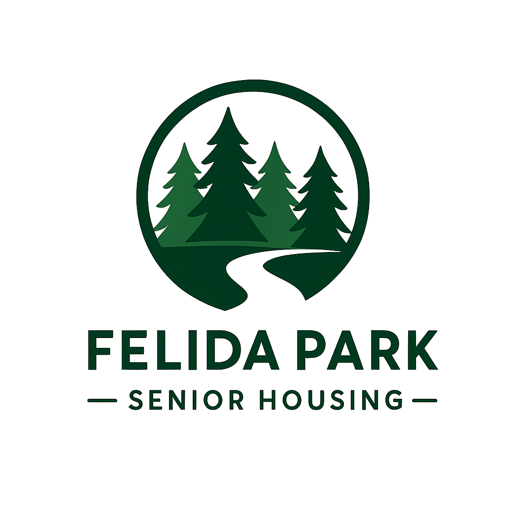 The image is a logo for Felida Park Senior Housing.